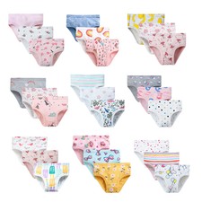 6-Pack Toddler Girls Cotton Brief Underwear Cute Printed Panties Assorted Colors