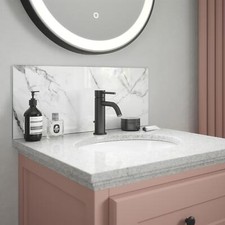 Marble Glass Bathroom Splashback Sink Backsplash Self Adhesive Peel 250x600x4mm