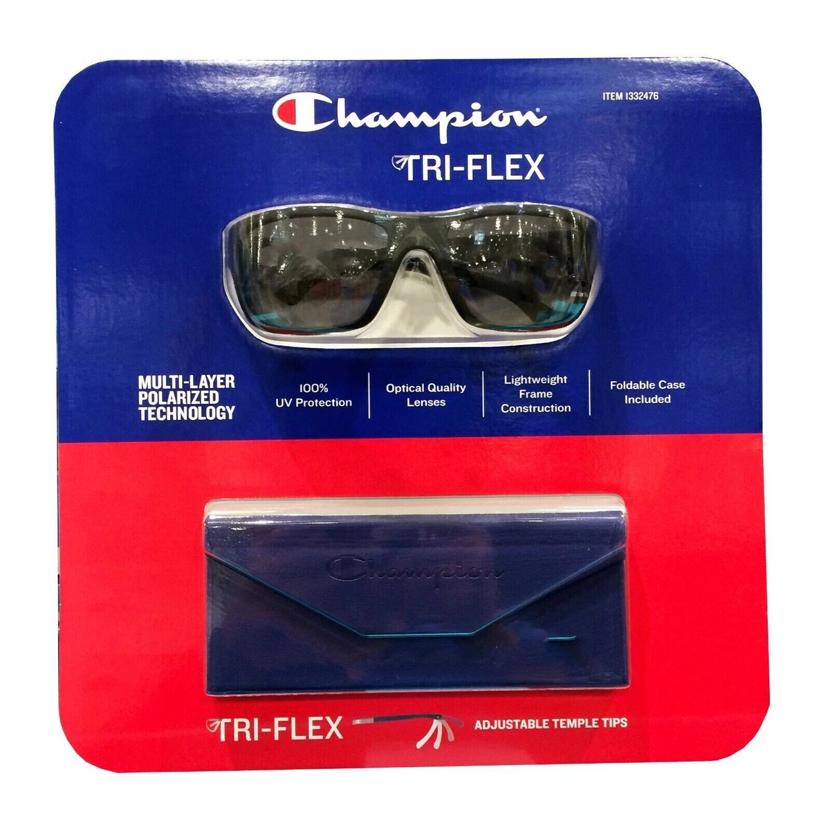 Champion Sunglasses Tri Flex Polarized Mens Adjustable Temple 100