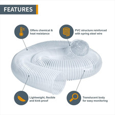 2-1/2" X 20' Dust Collection Hose, 2.5 Inch Flexible PVC Dust Collector Hose ...