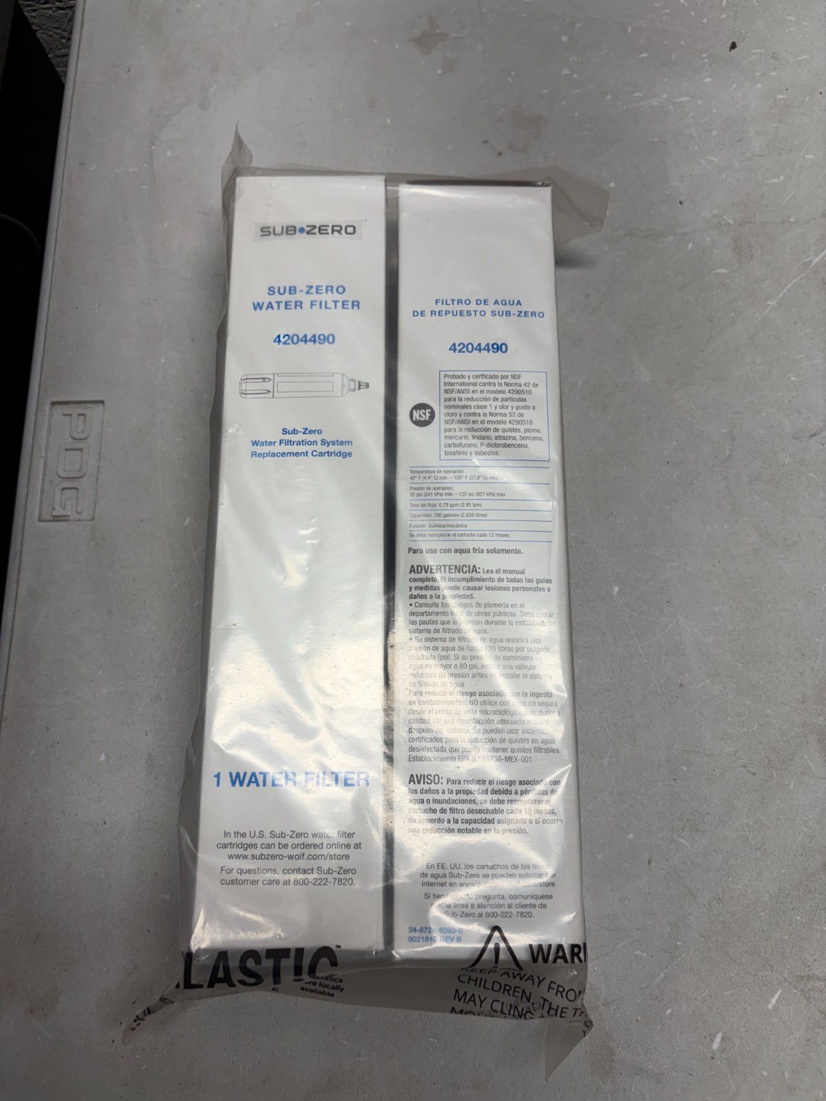 2 Packs SUB-ZERO 4204490 Refrigerator Water Filter
