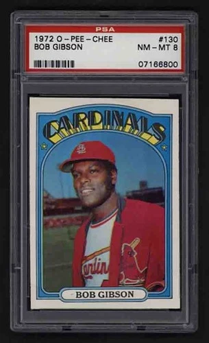 1972 O-Pee-Chee Baseball Bob Gibson #130 PSA 8 NM-MT St. Louis Cardinals HOF