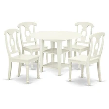East West Furniture Sudbury 5-piece Wood Dinette Table and Chairs in White