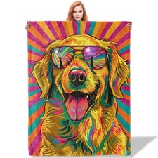Golden Retriever Throw Blanket for Women Girls Boys Soft Flannel Blankets Gif...