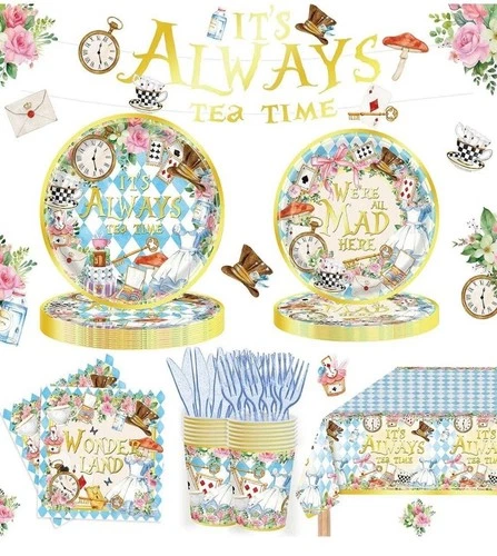 Alice in Wonderland Theme Tea Party Set~122 Pcs~It’s Always Tea Time ~USA SELLER