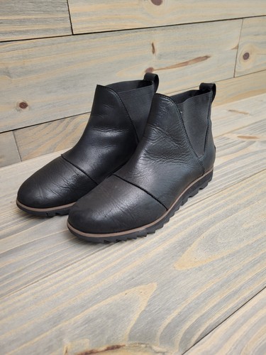 Sorel Boots Womens Size 8 Harlow Chelsea Ankle Booties Black Leather