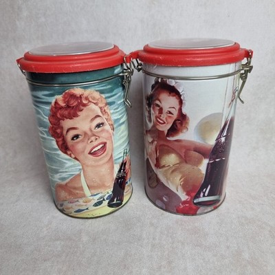 Coca Cola Vintage 2er Set Metall und Kunststoff Box - Pin Up Retro