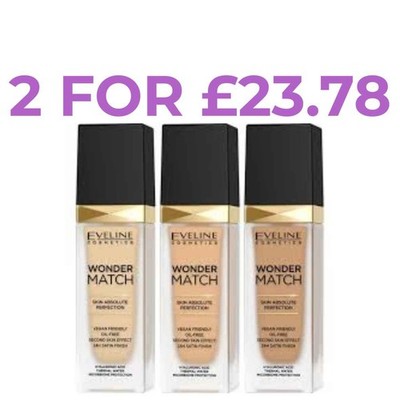 Eveline Wonder Match Foundation mit Hyaluronsäure 30 ml alle Farbtöne