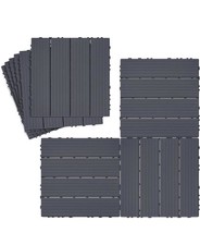 Garden plastic Decking Tiles 30x30cm Non-Slip Walnut or Grey Outdoor Flooring