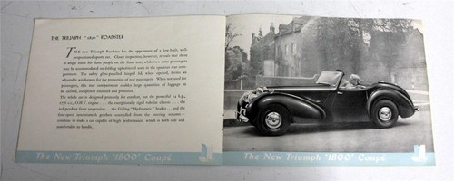 TRIUMPH 1800 Saloon + Roadster Car Sales Brochure 1946 - Picture 7 of 11