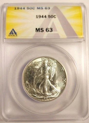 1944 P MS63 Walking Liberty Half Dollar 50¢ Philadelphia US Mint Coin ANACS