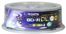 25 PACK RIDATA Blu-Ray BD-R DL 6X 50GB Dual Double Layer Inkjet Printable Disc