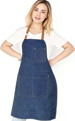 Adjustable Bib Apron with 2 Pockets Chef Kitchen Cooking Restaurant Apron for