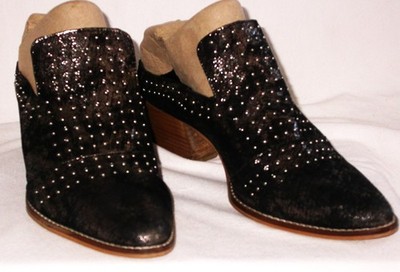 Very Volatile Los Angeles Sz 9 Black Leather Studded Mule Slip-Ons Westerncore