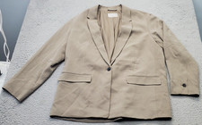 Everlane Blazer Womens 12 Tan Lyocell Jetted Pockets Single Breasted Peak Lapel