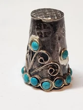 Navajo artist made. Antique hand crafted silver thimble.