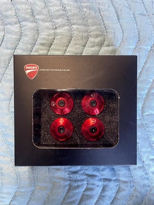 Ducati Monster 797 Performance Red Aluminum Frame Plug Caps Set OEM 97380781A