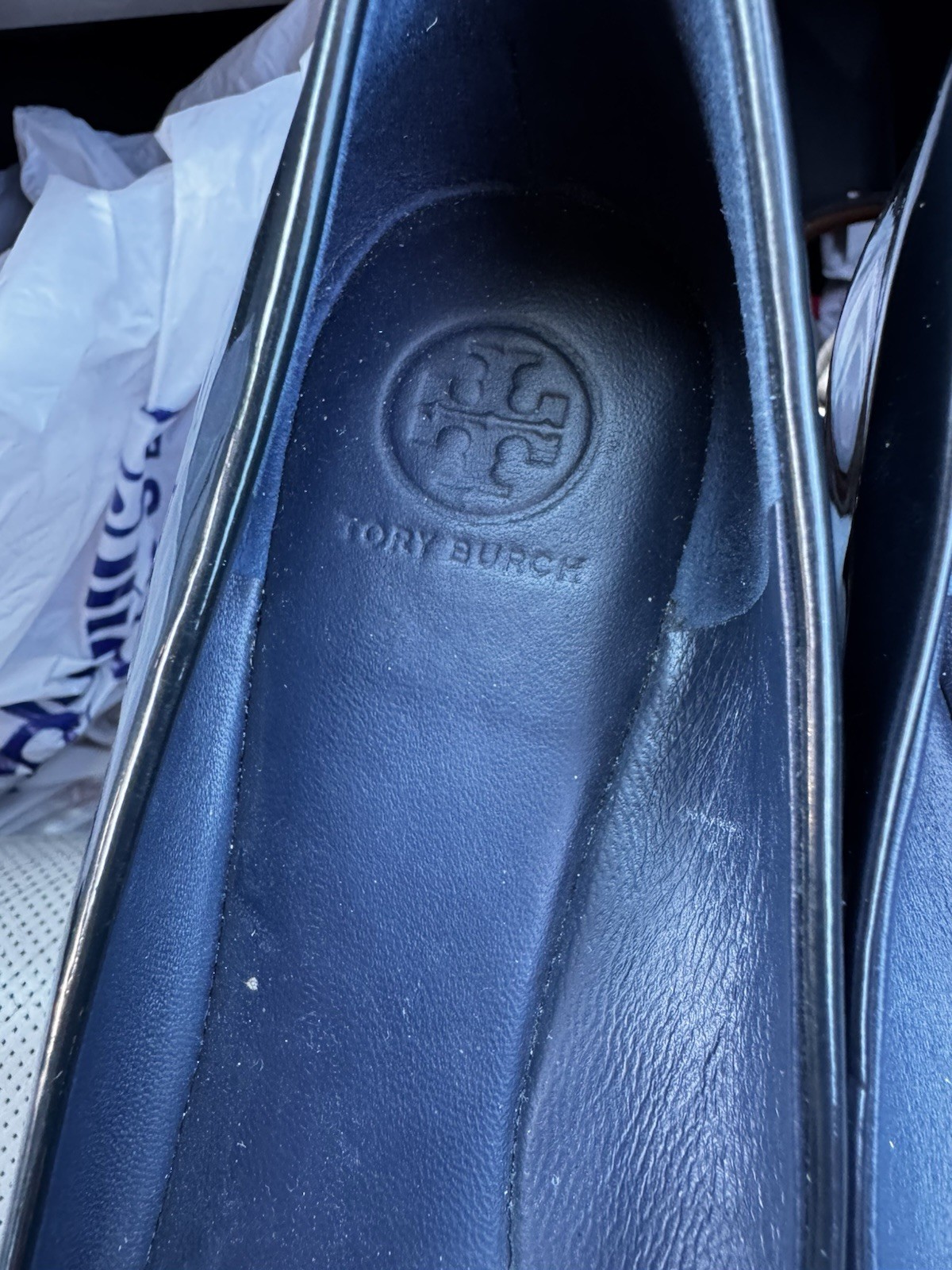 Tory Burch Claire Black Patent Leather Bow Flats - Size 9.5M thumbnail 3