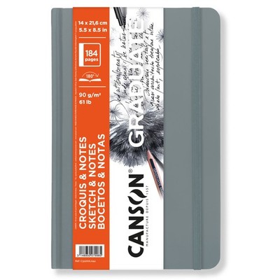 Canson Graduate Sketch & Notes Hardcover Book Grey 5.5x8.5-92 sheets