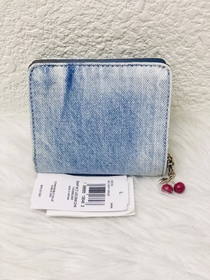 Coach CEC35 Snap Wallet Loved Denim & Leather With Cherry Charm