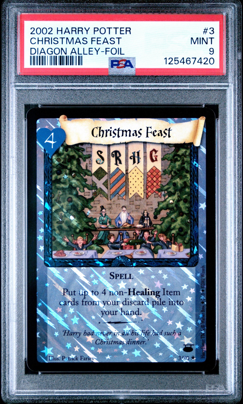 2002 HARRY POTTER DIAGON ALLEY FOIL #3 CHRISTMAS FEAST PSA 9