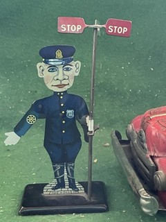 Vintage Marx Tin Traffic Cop Moving Arm & Sign 1920’s