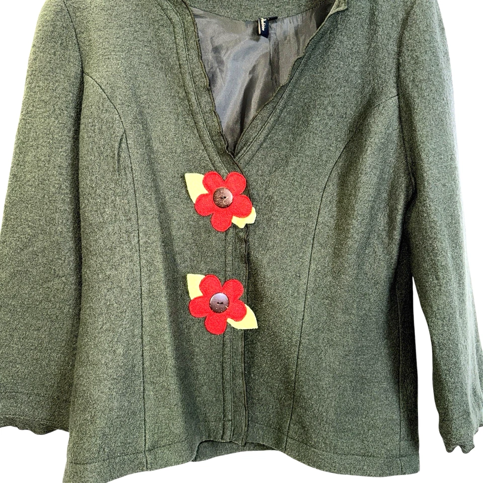 Chaqueta Ambition MUJER L USADA FLOR VERDE Tejido Mezcla Lana 2 BOTONES Blazer Foto 2 de 4