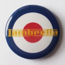 MOD LAMBRETTA BUTTON BADGE Roundel Bullseye Logo Scooter Revival Pop Rock 1960s