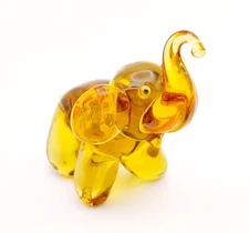 Murano Style Art Glass Elephant Figurine - Amber Color