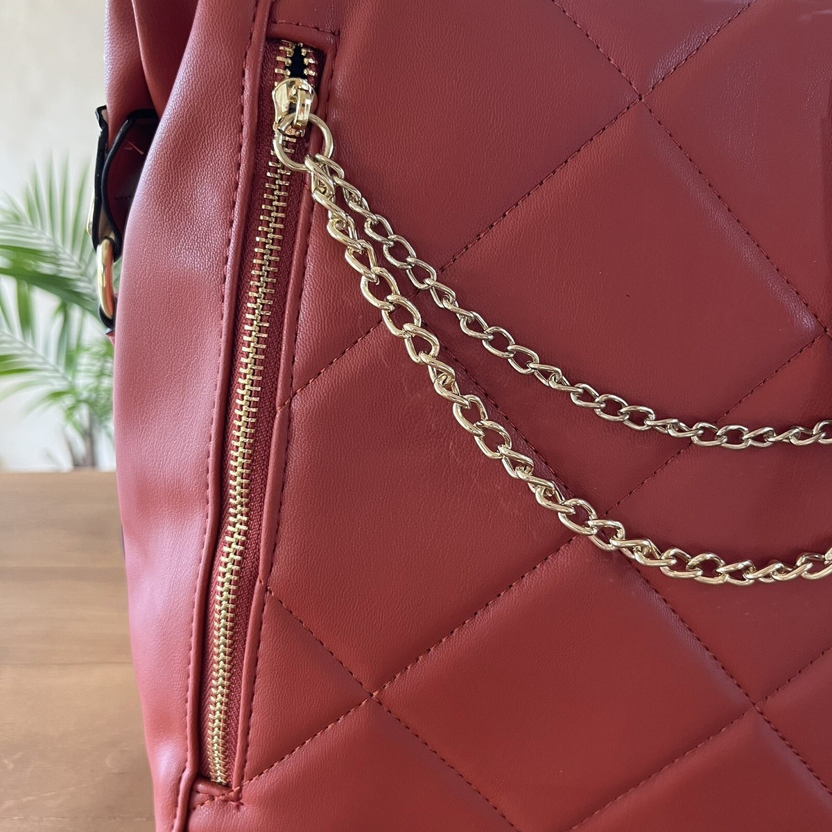 NWT Steve Madden Pumpkin Orange Quilted Backpack With Gold 
