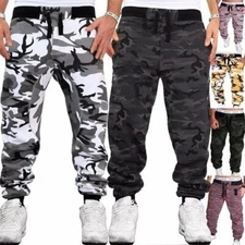 Camo Men's Cargo Combat Army Camouflage Sport Pants Joggers Sweatpants Trousers