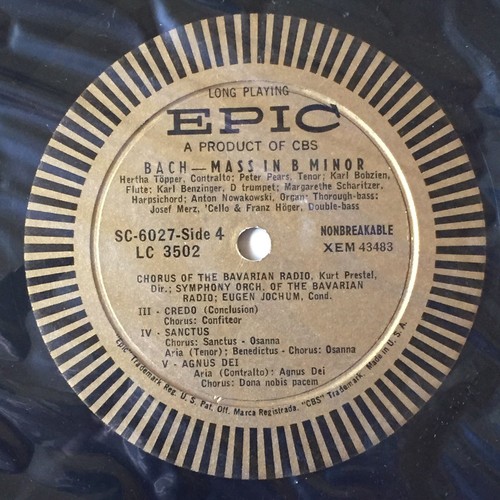 Eugen Jochum - Bach Mass In B Minor 2 LP VG+ SC 6027 1st Mono Epic Vinyl Record - Picture 8 of 12