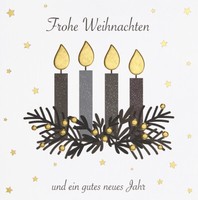 Weihnachten Black & Gold Quadratische GlüCkwunschkarte Mit Umschlag Kerzen Frohe