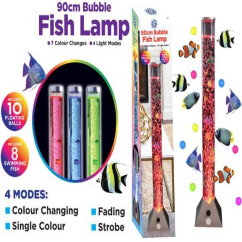 🔥Colour Changing LED Novelty Aquarium Sensory Bubble Fish Water Tube Floor Lamp - Picture 3 of 12