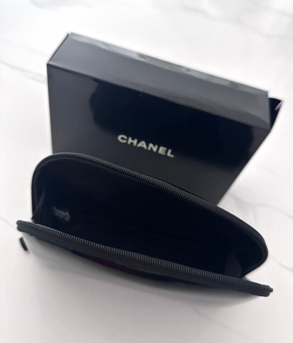 Chanel Zipped Makeup Cosmetic Bag Black | eBay