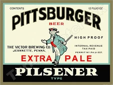 Pittsburger Extra Pale Pilsener Beer Label 9" x 12" Metal Sign