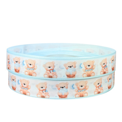 Blue Boy Bearly Wait Bear 2m x 22mm Geschenkband für Babyparty Gender Reveals