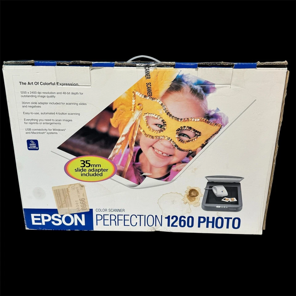NEW Epson PERFECTION 1260 Photo Color Scanner w/Software & 35mm Slide Adapter - Image 2 of 4