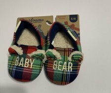 Dearfoams Infant Baby Boys/Girl's BABY BEAR Slip-on Cozy Comfort Slippers Sz 5/6