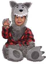 Furry Baby Wolf Halloween Jumpsuit Costume for Infant Babies