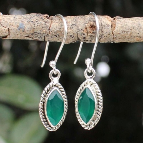 Bague En Argent 925 Et Onyx Vert Ovale - Taille 58 (BA-AR-54) - Marque Délicatement Doux