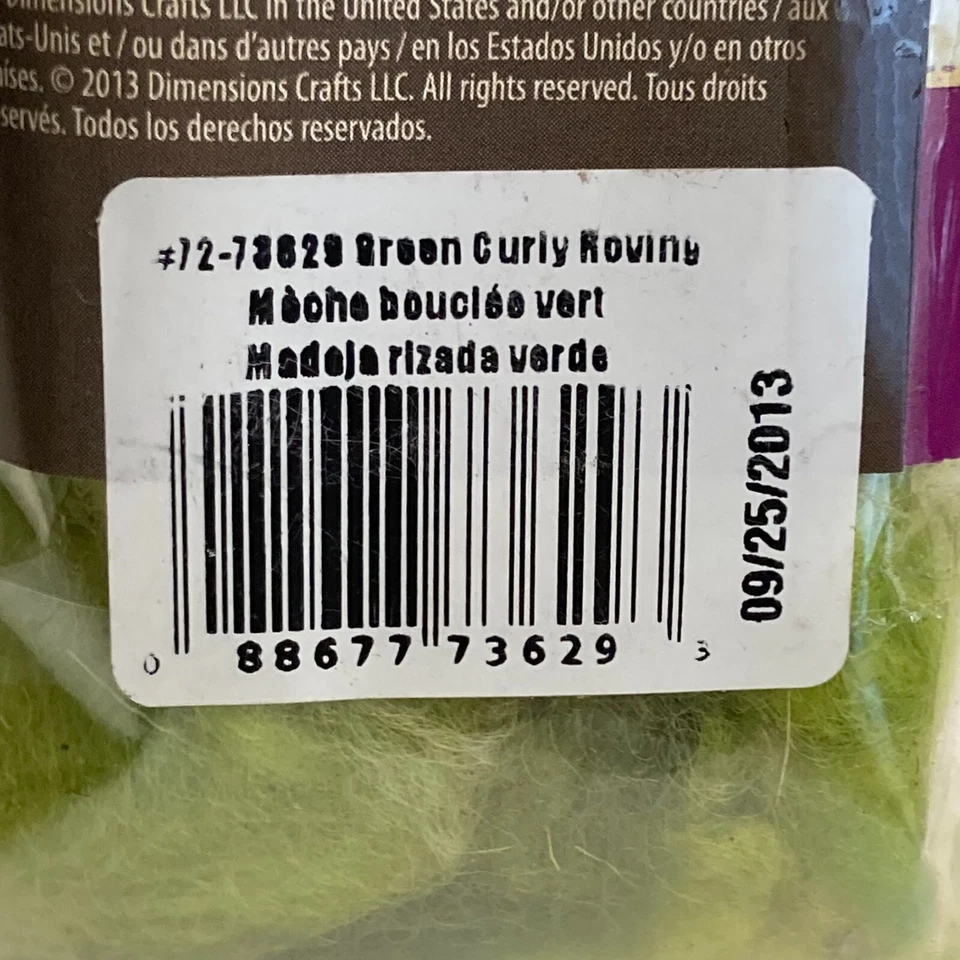 Dimensions FeltWorks 100% Wool (1) Green Curly Roving 0.25oz Needle Felting - Image 2 of 4