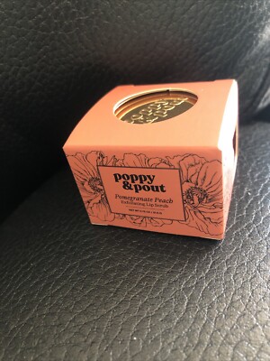 POPPY & POUT POMEGRANATE & PEACH EXFOLIATING LIP SCRUB 0.75 OZ. 100% NATURAL NIB