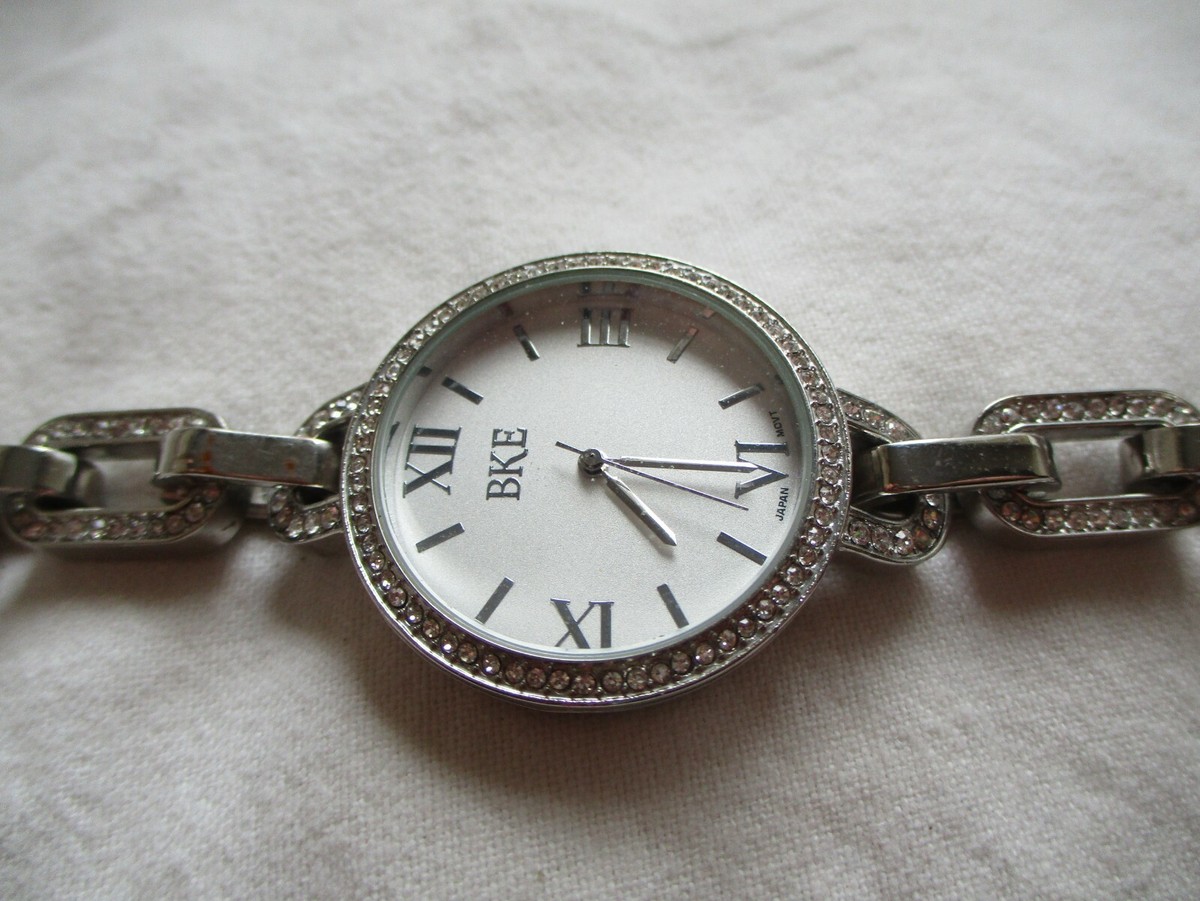 BKE Wristwatch Silver Toned Round Face Rhinestones Sparkly  display picture 1