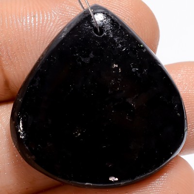 Natural Nuummite Heart Cabochon Drilled Loose Gemstone 30 Ct. 27X25X5 mm A-27560
