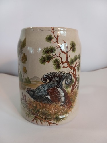 Vintage B M Triangle West Germany 0.5L Grouse Beer Stein Stoneware