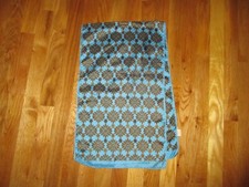 Vintage Glentex Blue Brown Boho Floral Oblong Scarf 43"