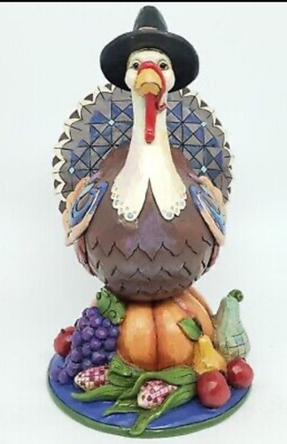 Jim Shore 4041155 "Grateful, Joyful, Thankful" Fall Turkey On Pumpkin.