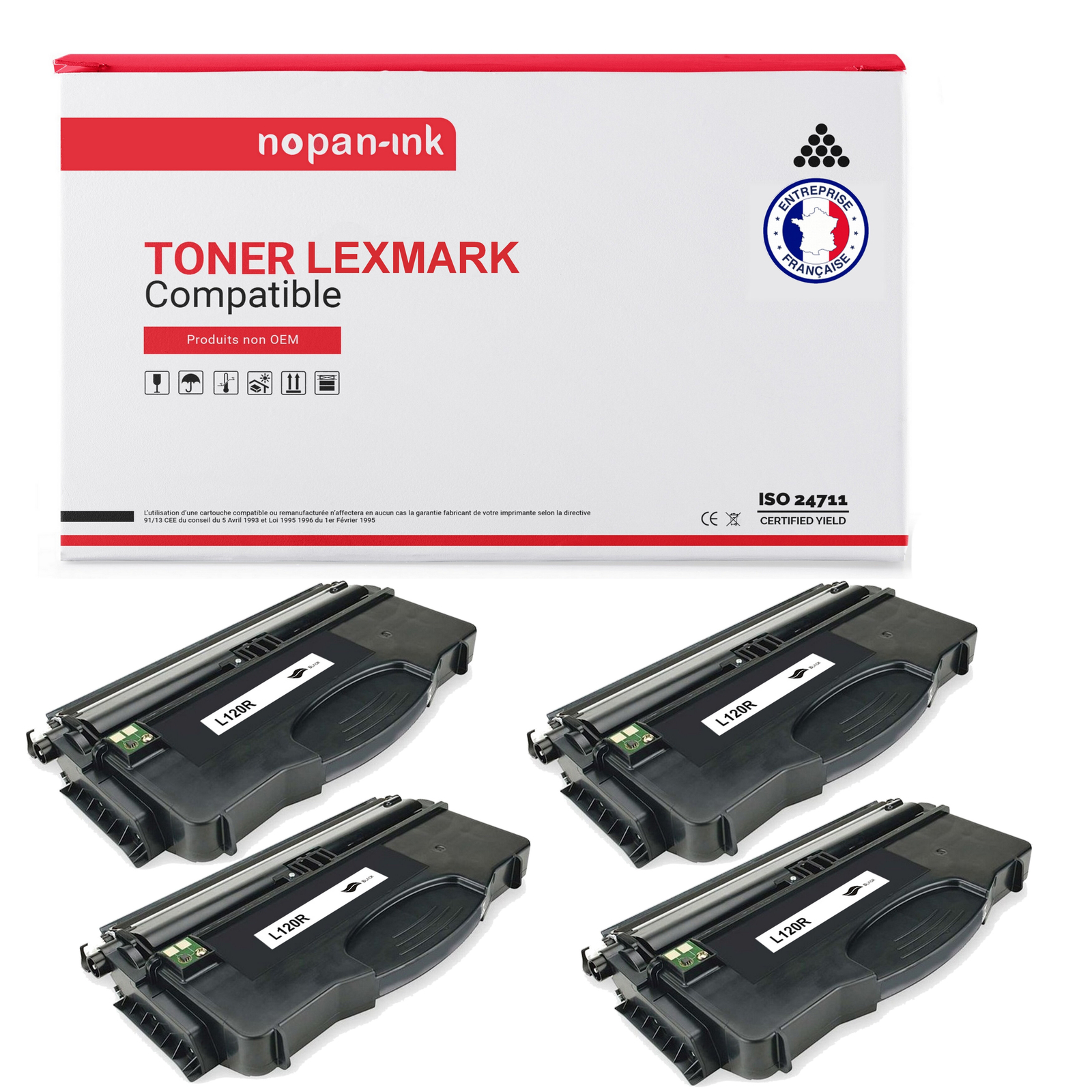 Toner Lexmark 12016SE noir Nopan-Ink lot de 4 pour teletravail et dossiers d etudes