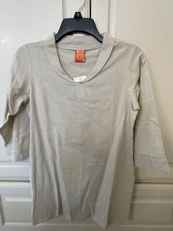 Cotton Cottage Beige 3/4 Sleeves Tunic Top - Size PS